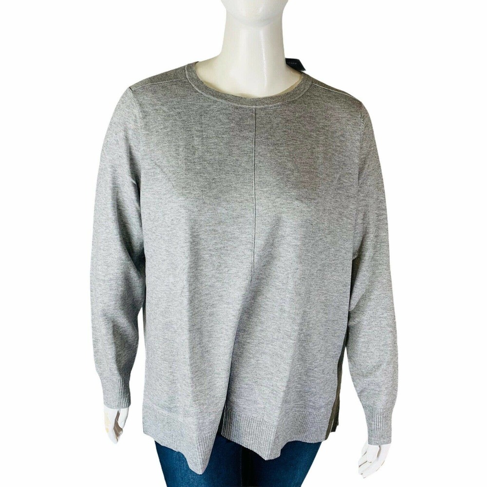 New Karen Scott‎ Womans Sz 2X Plus Seamed Font Sweater Smoke Grey Heather NWT